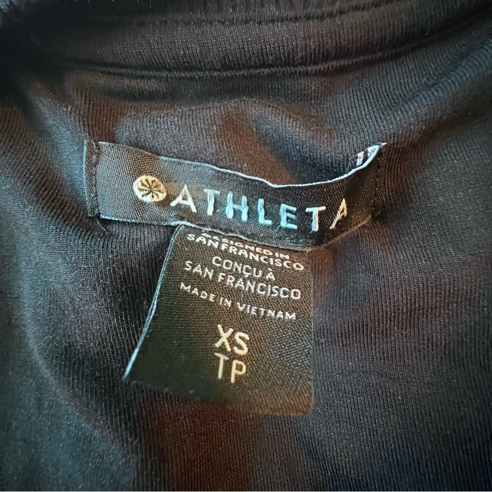 Athleta Santorini Cinch Blouson Round Neck Dress Black Midi Women’s Size XS - Picture 4 of 8